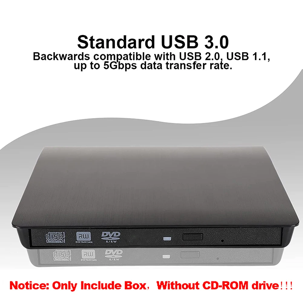 Laufwerksgehäuse, 5 Gbit/s, 12,7 mm, USB 3.0, SATA, externer DVD-CD-ROM, RW-Player, optisches Laufwerk, Gehäuse für Laptop, Desktop, KEIN Laufwerk Image