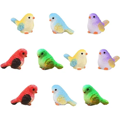 Miniatur Vogel dekorative Figuren 10 Stück Mini Vogel Puppenhaus Figuren Zubehör Fee Garten
