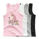 3-14years Girls Flower Unicorn Sleeveless T-shirt Kids Cartoon Singlet Children Cotton Tank Tops