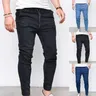 Denim Trousers Men Denim Skinny Trousers Pants Pencil Jeans Plus Size Jogger Elastic Waist Trousers
