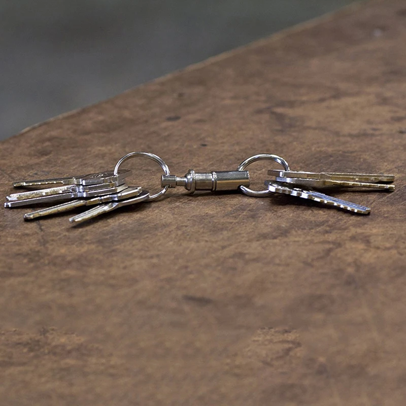 2 stücke abnehmbarer Schlüssel ring Schnell verschluss Schlüssel bund Doppel abnehmbarer Schlüssel ring Snap Lock Halter Stahl Pull-auseinander Schlüssel ringe Image