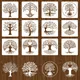 12 stücke Baum Schablonen Set Baum des Lebens Schablone zum Malen auf Holz Airbrush natürliche