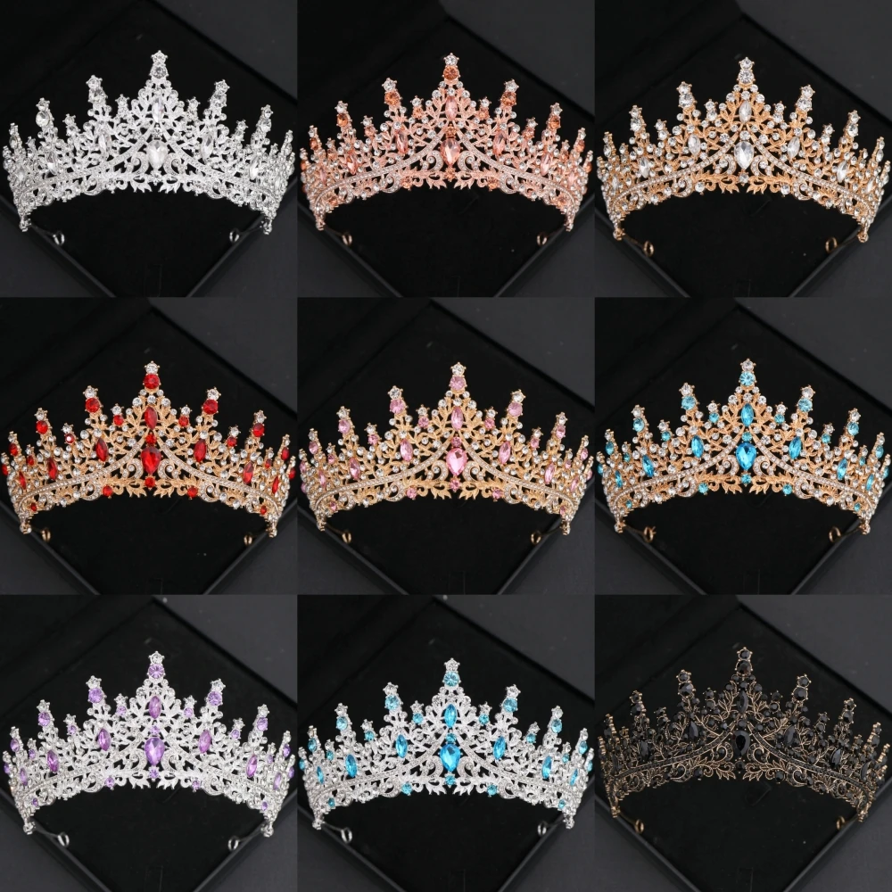Barocke Kristall Tiaras und Kronen Strass Prom Diadem Krone für Frauen Braut Hochzeit Haarschmuck Schmuck Krone Tiara Image