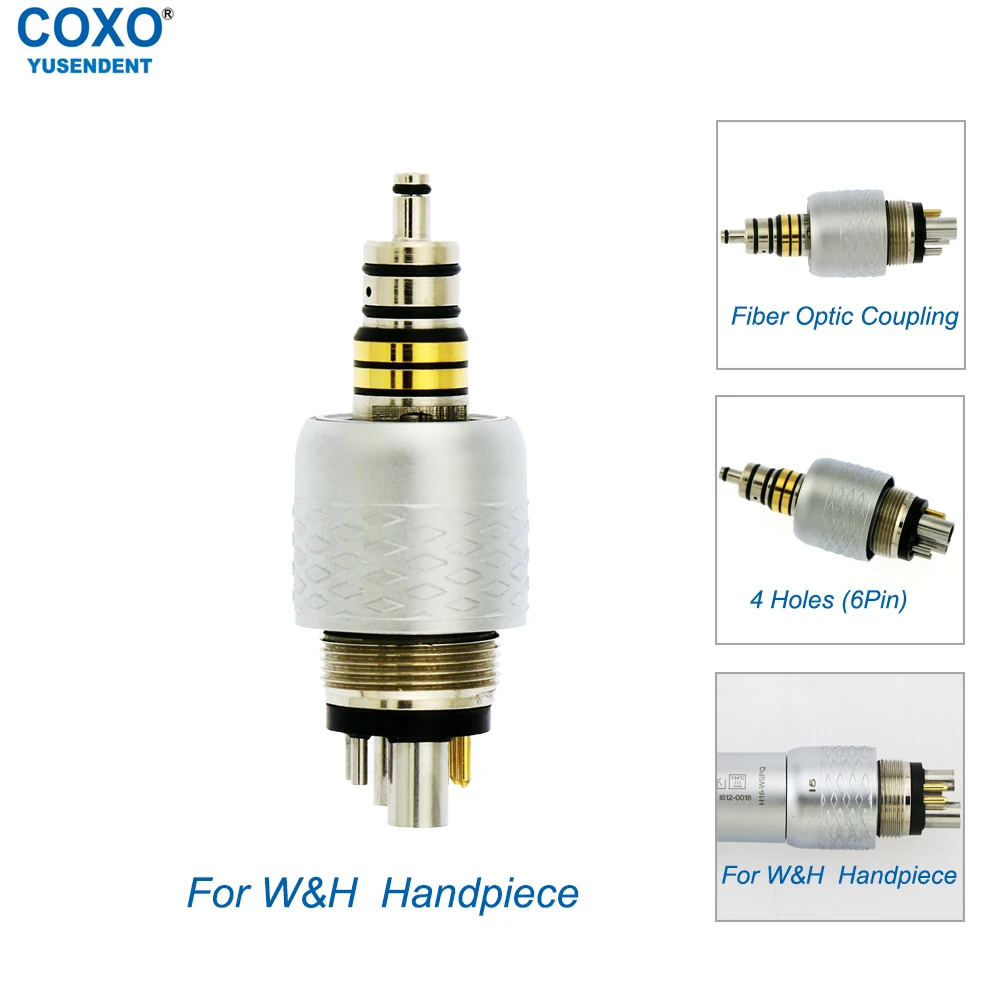 Coxo dental schnell kupplung 6 löcher faser optik led koppler für hoch geschwindigkeit handstück universal wh roto schnell RQ-24 zahn werkzeuge Image