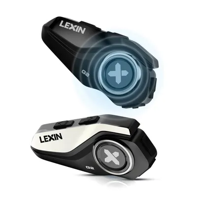 LEXIN-G2P Motorrad-Bluetooth-Helm-Gegensprechanlage, großes Tasten-Design und bis zu Paar 6-Fahrer, austauschbare Musterschale, DSP Image