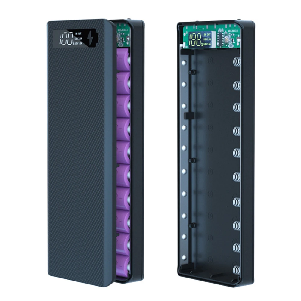 10*18650 Power Bank Fall Schnell ladung qc 3,0 pd DIY Shell USB Typ C 5V 9V 12V abnehmbares Ladegerät für Smartphone Image