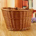 Cestino per bici Vintage cestino per bici anteriore intrecciato a mano in vimini di grande capacità con cintura in ecopelle cestino portaoggetti multiuso per la casa
