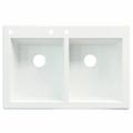 Transolid Radius 33" L x 22" W Double Basin Drop-in Kitchen Sink Granite in Black/Gray/White | 9.5 H x 33.0625 W x 22.0625 D in | Wayfair