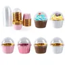 25/50 pezzi pirottini per Muffin usa e getta rosa oro con coperchi bicchieri per Cupcake in carta