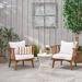 Highland Dunes Reichenbach 3 Piece Seating Group w/ Cushions Wood/Natural Hardwoods in Brown/White | Outdoor Furniture | Wayfair