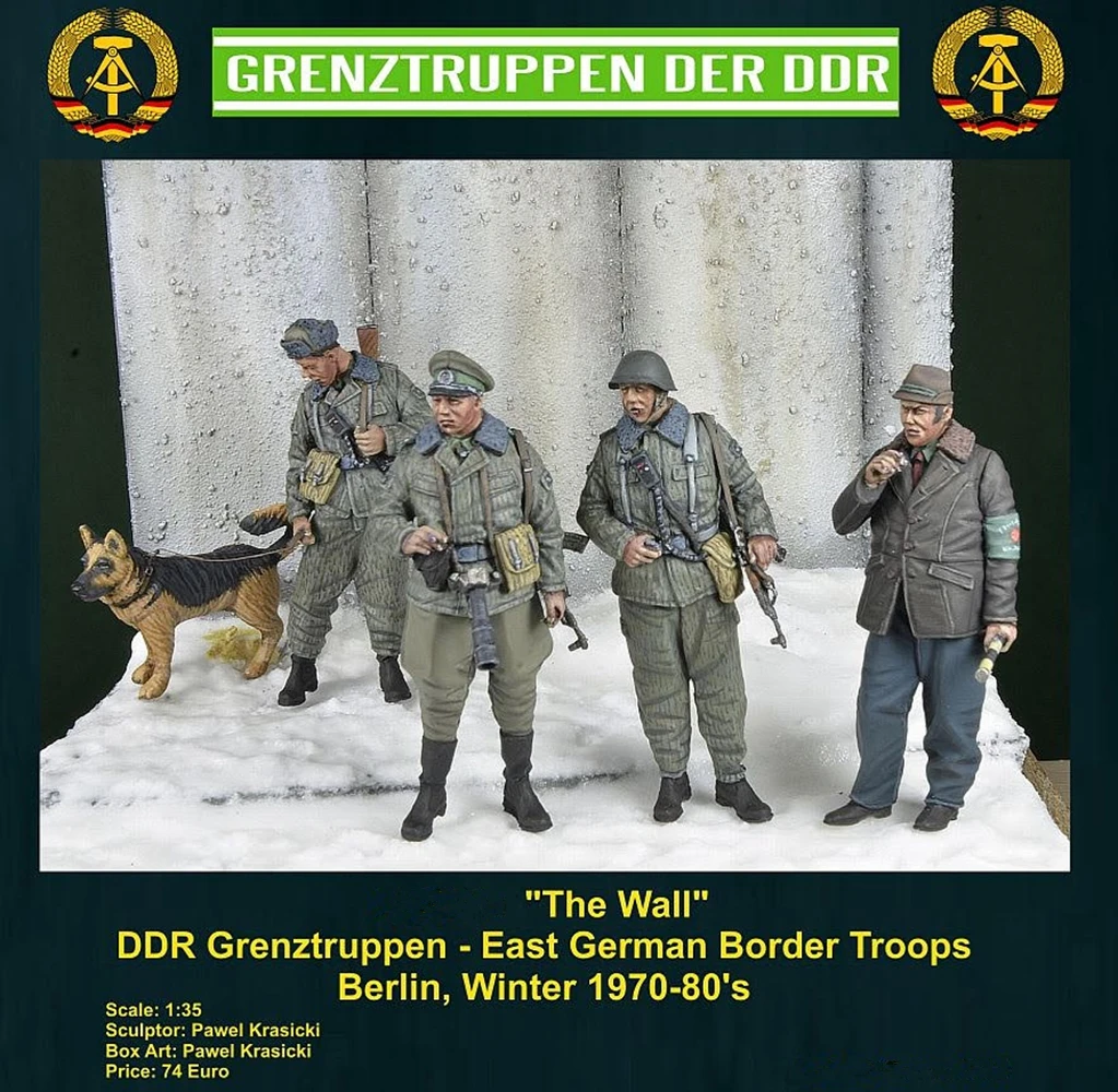 Kit modello 1:35 kit resina The Wall, DDR Grenztruppen, Berlino, Inverno anni '70