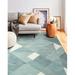 Blue 93 x 0.75 in Indoor Area Rug - George Oliver Jadyn Geometric Handmade Tufted Area Rug in Aqua/Teal/Ivory Viscose/Wool | Wayfair