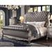 Rosdorf Park Escarcega Tufted Low Profile Sleigh Bed Wood & /Upholstered/Faux leather in Gray/Brown | 107 D in | Wayfair