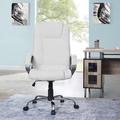 Inbox Zero High Back Executive Premium Faux Office Chair w/ Back Support, Armrest & Lumbar Support Upholstered in Gray/Blue/White | Wayfair