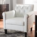 Accent Chair - Wildon Home® Abuk Wide Tufted Linen/Leather in Black/Brown/White | 32.25 H x 29 W x 29 D in | Wayfair