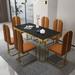 Everly Quinn Olaiya Dining Set Metal in Black | 29.5 H x 23.6 W x 47.2 D in | Wayfair 7008B57F18634B35ACECBA66DEBDE520