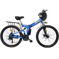 AKEZ 26" Electric Folding Bikes for Adults Men Women,Folding Electric Mountain Bikes Bicycle,E-Bikes for Men All Terrain with 48V 10Ah Removable Lithium Battery and Shimano 21 Speed Gears