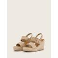 TOM TAILOR Damen Keilsandalette mit Schnalle, beige, Uni, Gr. 42