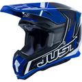 Just1 J22 Carbon Fluo 2.0 Casco da motocross, nero-bianco-blu, dimensione XL