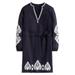 Cleo Embroidered Long Sleeve Linen Dress