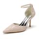 Women's Wedding Shoes Print Shoes Wedding Party Daily Embroidered Wedding Heels Bridal Shoes Bridesmaid Shoes Lace Stiletto Pointed Toe Elegant Fashion Lace Ankle Strap Black White Ivory