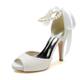 Women's Wedding Shoes Ladies Shoes Valentines Gifts White Shoes Wedding Party Valentine's Day Wedding Sandals Bridal Shoes Bridesmaid Shoes Imitation Pearl Ribbon Tie Chunky Heel Peep Toe Elegant