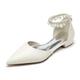 Women's Wedding Shoes Flats White Shoes Wedding Party Daily Wedding Flats Bridal Shoes Bridesmaid Shoes Imitation Pearl Flat Heel Pointed Toe Elegant Cute Luxurious PU Ankle Strap White Beige