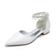 Women's Wedding Shoes Flats White Shoes Wedding Party Daily Wedding Flats Bridal Shoes Bridesmaid Shoes Imitation Pearl Flat Heel Pointed Toe Elegant Cute Luxurious PU Ankle Strap White Beige