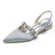 Women's Wedding Shoes Flats Ladies Shoes Valentines Gifts White Shoes Wedding Party Daily Wedding Flats Bridal Shoes Bridesmaid Shoes Rhinestone Flat Heel Pointed Toe Elegant Fashion Luxurious Satin