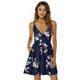 Summer New Women's Printed V-neck Beach Short Dress Slim Fit Slim Pocket Dress for Women