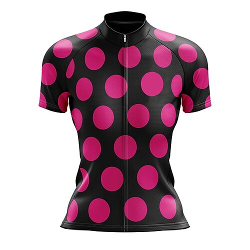 Damen Radtrikot Geometrisch Punkt Kurzarm Fahhrad Trikot Oberteil mit 3 Gesäßtaschen Mountainbike MTB Straßenradsport Schnelltrocknend Reflektierende Streifen Rückentasche Feuchtigkeitsableitend Sport Image