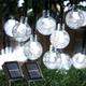 Outdoor Solar String Lights 10M 50LED Solar Powered String Lights Waterproof8 Modes Crystal Ball Lights Solar Fairy Patio Lights for Garden Lawn Porch Gazebo Bistro