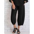 Women's Pants Trousers Linen Cotton Blend Plain Black Dark navy Casual Daily Ankle-Length Weekend Spring Summer