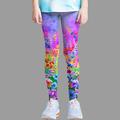 leggings per bambini ragazze fiori arcobaleno sport pantaloni per bambini moda grafica outdoor 7-13 anni estate viola / attivo / collant / carino
