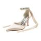 Women's Wedding Shoes Ladies Shoes Valentines Gifts Strappy Heels Wedding Party Daily Wedding Heels Bridal Shoes Bridesmaid Shoes Rhinestone Ribbon Tie Stiletto Pointed Toe Elegant Fashion Luxurious