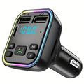 bt kit per auto trasmettitore fm pd tipo-c dual usb 3.1a caricatore rapido luce ambientale colorata ricevitore audio vivavoce mp3 lettore mp3 per auto senza fili