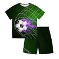 Da ragazzo 3D Calcio T-shirt e pantaloncini Completo Manica corta Estate Primavera Sportivo Di tendenza Fantastico Poliestere Bambino 3-13 anni Esterno Strada Sport Standard