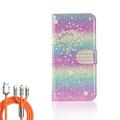 custodia per telefono cavo di ricarica multi veloce 3 in 1 per iphone 15 14 13 12 11 pro max mini se x xr xs max 8 7 plus custodia a portafoglio flip cover con supporto per supporto bling glitter strass lucido in pelle sintetica