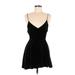Silence and Noise Cocktail Dress - Mini V Neck Sleeveless: Black Print Dresses - Women's Size Medium