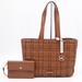 Michael Kors Bags | Michael Kors Ivy Medium East West Woven Faux Leather Tote And Snap Pouch | Color: Brown | Size: 14 1/2”L X 4 1/2”D X 9 1/2”H