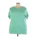 Croft & Barrow Short Sleeve T-Shirt: Green Solid Tops - Women's Size 3X