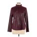 Chico's Track Jacket: Below Hip Burgundy Solid Jackets & Outerwear - Women's Size Large