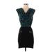 Armani Exchange Casual Dress - Mini Cowl Neck Sleeveless: Teal Leopard Print Dresses - Women's Size 0