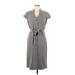 Adrienne Vittadini Casual Dress - Shirtdress: Gray Dresses - Women's Size 10