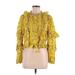 Happy x Nature Long Sleeve Top Yellow Ruffles Tops - Women's Size Medium