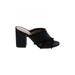 M. Gemi Heels: Slide Chunky Heel Casual Black Print Shoes - Women's Size 35.5 - Open Toe