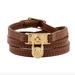 Michael Kors Jewelry | Michael Kors Triple-Wrap Padlock Leather Bracelet | Color: Brown/Gold | Size: Os