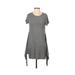 Left Coast by Dolan Casual Dress - Mini Scoop Neck Short sleeves: Gray Marled Dresses - Women's Size Small Petite