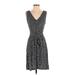 Ann Taylor LOFT Casual Dress - A-Line V Neck Sleeveless: Black Print Dresses - Women's Size X-Small