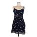 Abercrombie & Fitch Casual Dress - Mini: Blue Floral Motif Dresses - Women's Size Medium